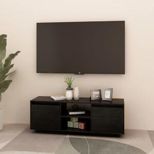 Comodă TV, negru, 110x30x40 cm, lemn masiv de pin