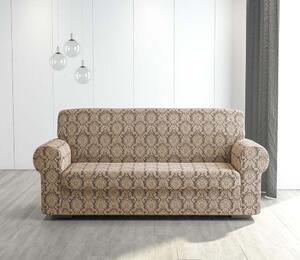 Husa elastica pentru canapea 3 locuri, fara volanas, model Jacquard, Cappuccino