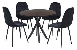 Masă fixă Rotundă Tania X Wenge cu 4 Scaune Gya Negru