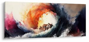 Tablou - În vârtejul potopului, acuarelă (120x50 cm)