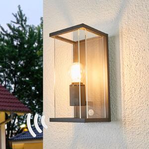 Lucande lumina de perete în aer liber Annalea, 29cm, 1 bec, IP54, senzor, Negru, Metal, Modern