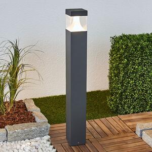 Lucande Bornă luminoasă LED pentru iluminat exterior Egon, înălțime 90 cm, gri, Negru, Metal, Modern