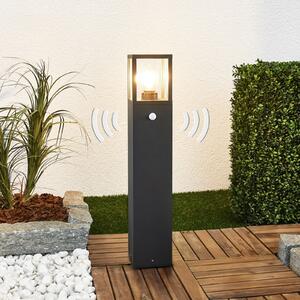 Lucande bornă luminoasă Klemens, 65 cm, senzor, antracit, E27, Negru, Aluminiu, Modern