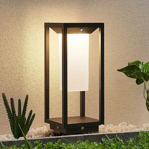 Lucande LED lumină solară pe piedestal Eliel, 34 cm, antracit, IP54, Negru, Sticlă, Modern, Piedestal pentru exterior