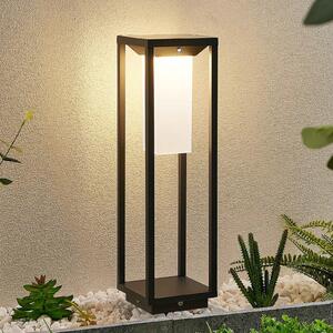 Lucande LED lumină solară pe piedestal Eliel, înălțime 50 cm, negru, Negru, Metal, Modern, Piedestal pentru exterior