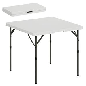 Outsunny Masă de Camping Pliabilă cu 2 Înălțimi Reglabile, 86x86x74 cm, Alb | Aosom Romania
