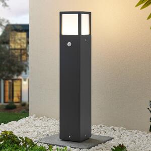 Lucande bornă luminoasă LED Dewari, detector de mișcare, 65 cm, IP54, Gri, Aluminiu, Modern