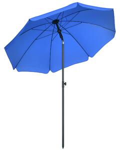 Outsunny Umbrelă de Soare pentru Plajă cu Tetieră care se Înclină la 45° și Design în 2 Secțiuni, Ø180x209 cm, Albastru | Aosom Romania