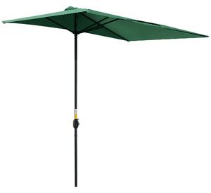 Outsunny Umbrelă Semicirculară de Perete cu Deschidere cu Manivelă şi Orificii de Ventilaţie, 230x130x245 cm, Verde | Aosom Romania