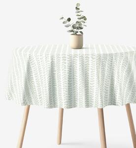 Goldea față de masă 100% bumbac - frunze scandinave - rotundă Ø 120 cm