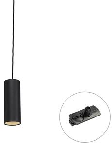Lampă suspendată de design neagră, cu adaptor de șină inclus, monofazată - Iconic Tubo