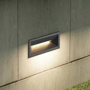 Lucande LED lampă de perete încastrată Jaano, antracit, aluminiu, IP65, Negru, Metal, Modern, Luminile încastrate unghiulare