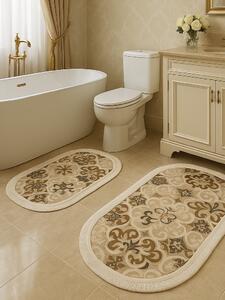 Set Covorase de Baie 2 Piese - Model Clasic Elegant, Franjuri Albe