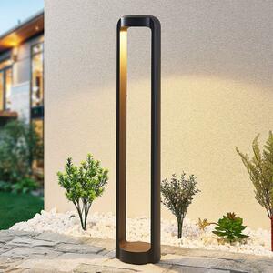 Lucande bornă luminoasă LED Habsa, 80 cm, antracit, metal, Negru, Metal, Modern