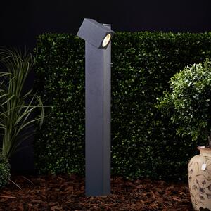Lucande Bornă luminoasă LED Lorik cu cap flexibil, gri, Negru, Metal, Modern