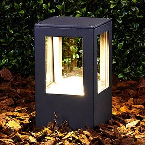 Lucande lampă cu soclu LED Nicola, 20 cm, antracit, IP54, Negru, Aluminiu, Modern