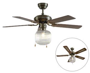 Ventilator de tavan din alamă cu lemn 107,5 cm cu comutator cu lanț - Mistral Karel
