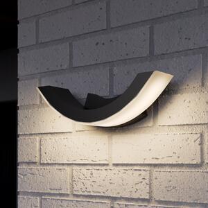 Lucande LED lumina de perete în aer liber Jumătate, 30 cm, antracit, IP54, Negru, Aluminiu, Modern