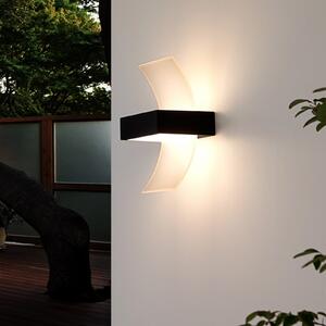 Lucande Aplică LED de exterior curbă Skadi, Gri, Metal, Modern