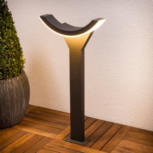Lucande Bornă luminoasă LED Jumătate, 60 cm, antracit, metal, IP54, Negru, Aluminiu, Modern