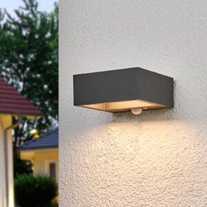 Lucande LED lampă solară de perete Mahra, antracit, metal, senzor, Gri, Metal, Modern