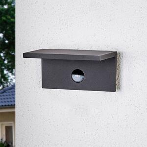 Lucande Aplică LED exterior Darina, angulară, dete mișcare, Negru, Metal, Modern, Perete unghiular