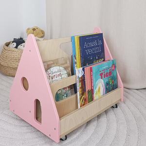 Bibliotecă Montessori cu roți, în formă de căsuță BOOKY
