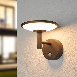 Lucande LED lampă de perete pentru exterior Fenia, senzor, IP54, antracit, Negru, Aluminiu, Modern