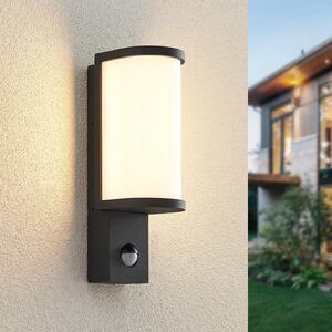Lucande Jokum aplică LED de exterior, IP54, senzor, Gri, Metal, Modern