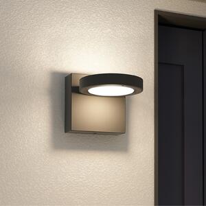Lucande LED lampă de perete pentru exterior Belna, metal, IP65, antracit, Negru, Aluminiu, Modern, Perete unghiular