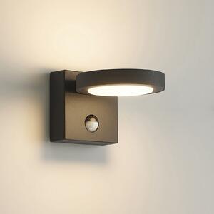 Lucande LED lampă de perete pentru exterior Belna, metal, senzor, IP54, Negru, Aluminiu, Modern, Perete unghiular