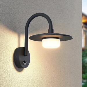 Lucande Aplică de exterior Zamalino, 31 cm, antracit, senzor, reglabil, Negru, Metal, Modern
