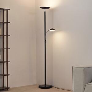 Lindby lampadar LED Malea, negru, lampă de citit, dimabil, reglabil, Negru, Camera de zi / sufragerie, Metal, Modern, Lumină de lectură