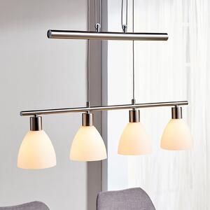 Lindby Lampă suspendată Simeon, culoare nichel, sticlă, 73 cm, E14, reglabil, Metalic, Camera de zi / sufragerie, Sticlă, Modern