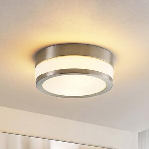 Lindby plafonieră Flavi, Ø 23 cm, nichel, sticlă, IP44, E27, reglabil, Metalic, Baie, Metal, Modern