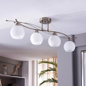Lindby plafonieră Leanda, 80 cm, 4 becuri, metal, sticlă, reglabil, Bronz / Alamă Veche, Camera de zi / sufragerie, Sticlă, Modern