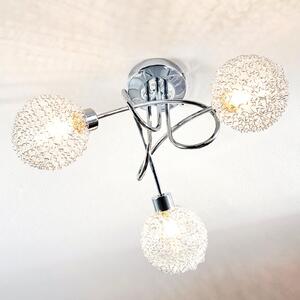 Lindby plafonieră Ticino, Ø 40 cm, crom, sticlă, metal, reglabil, Metalic, Hol, Metal, Modern