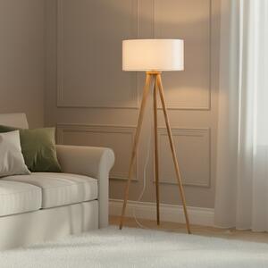 Lindby lampadar Charlia, alb, lemn, înălțime 150cm, Alb, Camera de zi / sufragerie, Țesătură / Textil, Scandinavă, Tripod