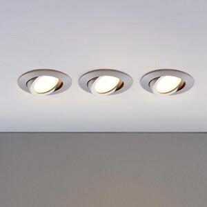 Lindby Spot încastrat cu LED Andrej, rotund, aluminiu, set de 3, Metalic, Camera de zi / sufragerie, Plastic, Modern, Corpuri de iluminat încastrate rotunde