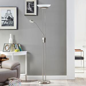 Lindby Lampadar LED Yveta, culoare nichel, metal, dimabil, reglabil, Metalic, Camera de zi / sufragerie, Metal, Modern, Lumină de lectură
