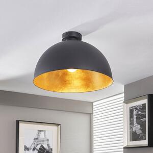 Lindby Plafonieră Lya, Ø 40 cm, negru-auriu, metal, reglabil, Negru, Camera de zi / sufragerie, Metal, Modern