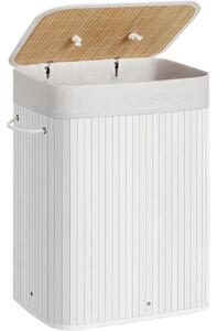 Coș de rufe din bambus 72L, alb