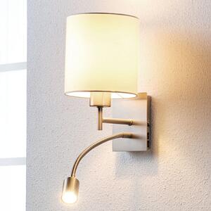 Lindby Aplică de perete Camilo, culoare nichel, lumină lectură cu LED, 28 cm, Alb, Camera de zi / sufragerie, Țesătură / Textil, Modern, Lumină de lectură