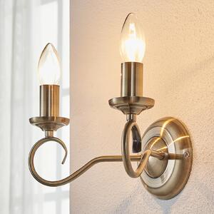 Lindby Aplică de perete Marnia, alamă antică, 2 becuri, 27 cm, E14, reglabil, Bronz / Alamă Veche, Camera de zi / sufragerie, Metal, Antichitate