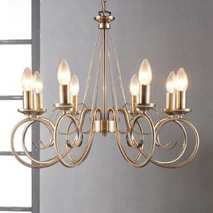 Lindby Candelabru Marnia, 8 becuri, Ø 53 cm, alamă antică, E14, reglabil, Bronz / Alamă Veche, Camera de zi / sufragerie, Metal, Antichitate