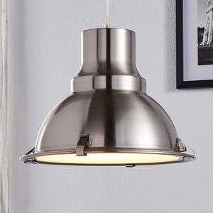 Lindby Lampă suspendată Letty, Ø 39 cm, culoare nichel, metal, E27, reglabil, Gri, Bucătărie, Metal, Design industrial