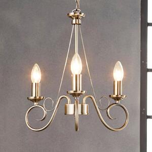 Lindby Candelabru Marnia, 3 becuri, Ø 40 cm, alamă antică, E14, reglabil, Bronz / Alamă Veche, Camera de zi / sufragerie, Metal, Antichitate