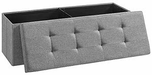 Puf pliabil cu spațiu de depozitare din pânză, gri 110x38x38cm