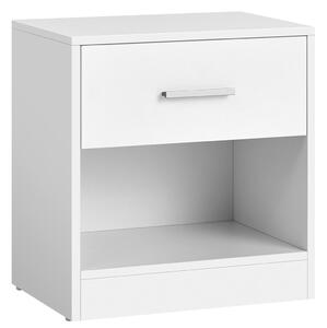 Noptieră, măsuță depozitare, sertar și compartiment de depozitare, alb clasic 39x27x41cm
