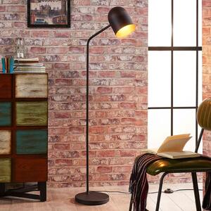 Lindby Morik lampadar, 1 bec, negru / auriu, metal, Negru, Camera de zi / sufragerie, Metal, Modern, Lumină de lectură